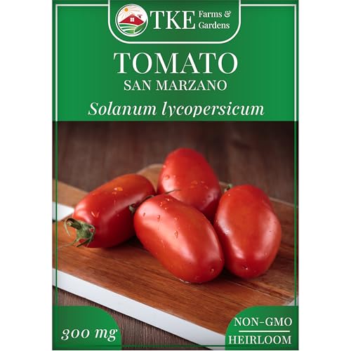 TKE Farms & Gardens - San Marzano Tomato Seeds for Planting 90+ Non-GMO Heirloom Seeds Enjoy Sweet Tangy Garden-Fresh Tomatoes Includes Easy Growing Instructions