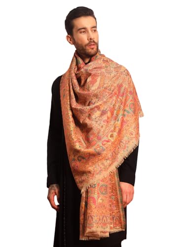 Image of Pashmoda Men Zewar Fine Wool Kaani Shawl, Authentic Kashmiri Luxury Pashmina Style Shawl, Stole, Medium Gents Lohi, Size (40x80 Inches)