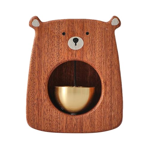 Timbre de puerta manual, figura de madera con diseño de oso y sonido claro | Decoración para el hogar y la mesa para niñas