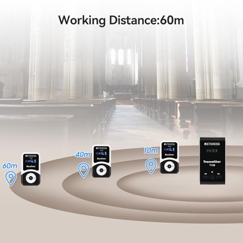 Retekess T130 Wireless Tour Guide System 99 Channel Church Translation Equipment for Factory Tour Training Court(1 Transmitter 10 Receivers)
