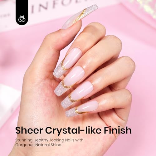 Image of Beetles Nude Gel Nail Polish - 15ml Nude Purple Jelly Gel Polish Neutral Nail Polish Nail Concealer Sheer Translucent Effect Soak Off UV French Nail Art Manicure Salon DIY Gifts for Women