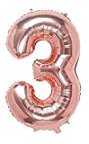 palloncino numero oro rosa 110 cm gigante palloncino mylar grande ideale per festa adatto per elio - numero 3