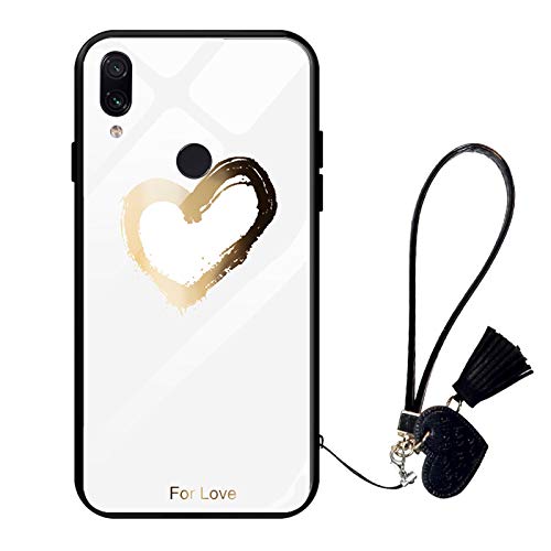 Suhctup Compatible con Xiaomi Mi A2 Lite Funda Vidrio Templado con Cordón Cuerda y Dibujos Diseño Carcasa TPU Cuadro Suave Bumper Anti-Choques Anti-Arañazos Cover,Amor 2