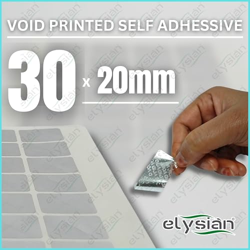 Image of Elysian Void Printed Hologram Stickers | Rectangular Shape | 30MM | Silver | Tamper Evident Void Security Seal Labels | Self Adhesive Stickers | 28 Labels per Sheet | 5 Sheets