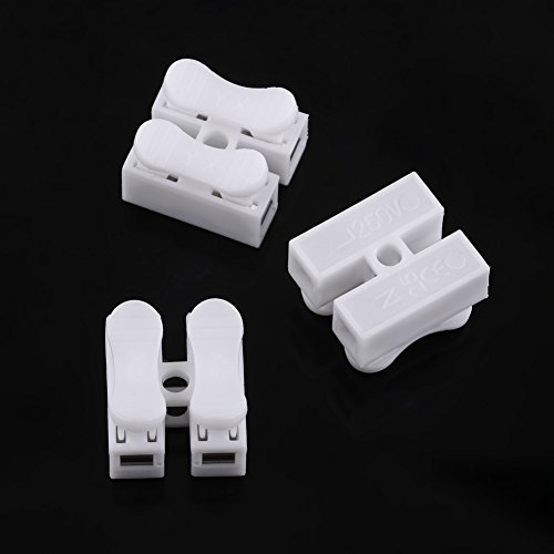 100pcs Terminal Block£¬10A 220V 2 Pin Push Quick Wire Cable Connector White Wiring Terminal£¬Spring Clamp Terminal Quick Terminal Wire Connector