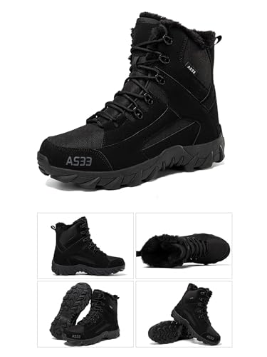 Kervaky Men's snow boots plush warm boots winter hiking boots military tactical boots cotton boots work boots outdoor boots2