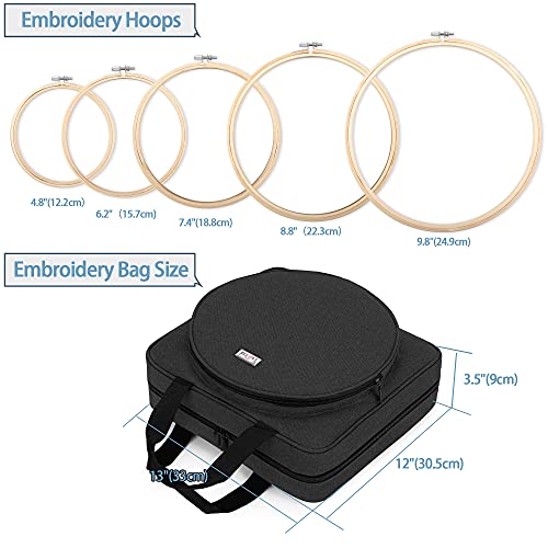 Image of LoDrid Embroidery Kit, Embroidery Project Bag with Embroidery Kit, Black | Embroidery Starter Kit, Embroidery Supplies Storage Bag, Cross Stitch Kits for Adults