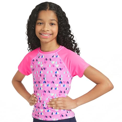 Image of Lands' End Girls' Swim UPF 50+ Short Sleeve Sun Tee Rash Guard Shirt