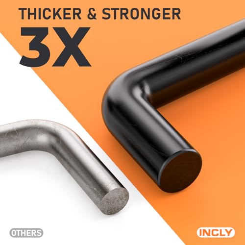 INCLY 176PCS Extra Thick Pegboard Hooks, 1/4" Heavy Duty Black Metal Peg Board Hooks Assortment with Peg Locks Pegboard Accessories Kit for Garage Wall Organizer Hanging Tools