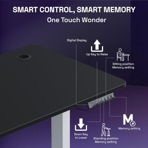 Image of Wakefit Study Table | 5 Yr Warranty | Standing desk, Computer Table for Home Pc, Electric Height adjustable, Digital Display & 4 Memory Presets, Free Installation, Modern Ergonomic Wobble-Free- L160Cm