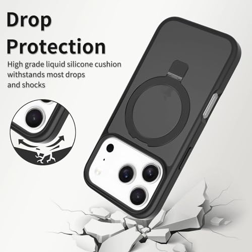 Image of Magnetic for iPhone 17 Pro Case, 6.3 inch, Compatible with MagSafe, Rugged Kickstand, Not-Yellowing Military-Grade Protection, Matte Black
