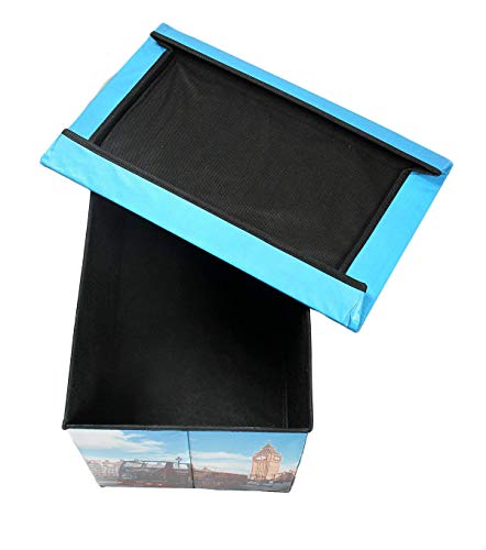 Image of Portable & Foldable Laundry Box Folding /Sitting Stool 49X31X31cm (London Clock Tower) Fabric