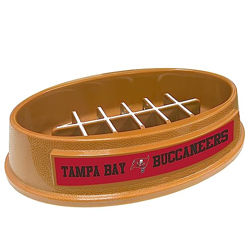 Image of NFL Super-Bowl Tampa Bay Buccaneers Slow Feeder Dog & Cat Bowl. Football Design for Healthy Digestion. Non-Slip for Large & Small Pets