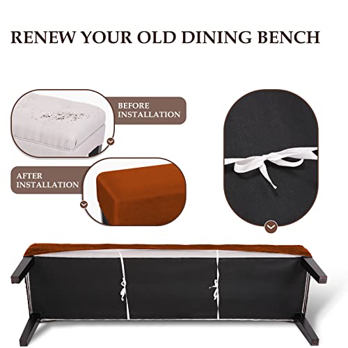 Dasory Velvet Bench Covers For Dining Room,Soft Stretch Upholstered Bench Seat Slipcover For Living Room Anti-Dust Removable Bench Slipcover,Russet Brown #TOP3