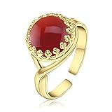 14k Gold Plated Over 925 Sterling Silver Carnelian Ring - Vintage Style August Virgo Birthstone Orange Gemstone Sizable Ring - Classic Handmade Jewelry Gift For Her - Adjustable Dainty Promise Ring
