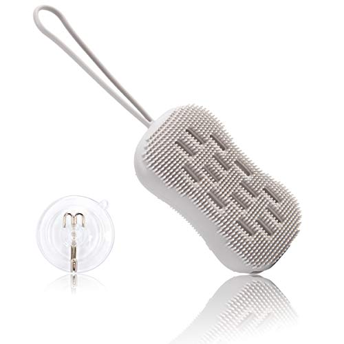 All-Natural Silicone Bath Brush - Body Scrub Made With 100% Food Grade Silicone - Durable & Felxible - Gently Exfoliates Your Skin - Removes Dead Skin Cells and Makeup - Suitable For Sensitive Skin.