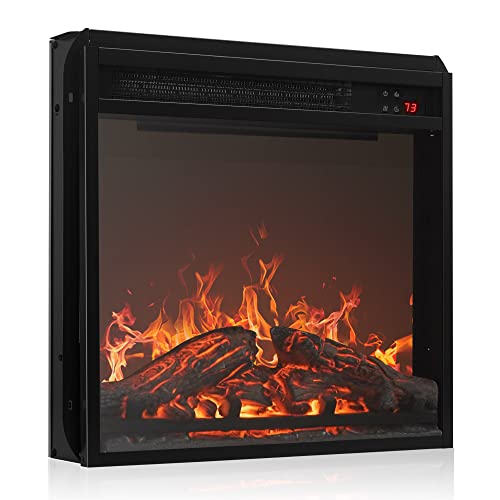 Belleze 18" Electric Fireplace Insert, Recessed Fireplace Heater With Remote Control, Indoor Fireplace Heater With Adjustable Brightness, Timer, Automatic Temperature Control, Black #TOP1