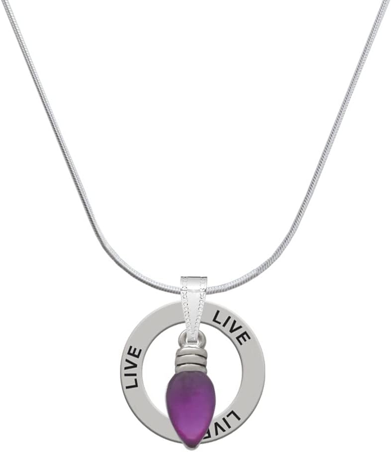 Delight Jewelry Silvertone Christmas Lights - Resin - Live Ring Charm Necklace, 18"