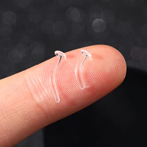 COCHARM 2pcs 16g Pyrex Glass Cartilage Piercing Retainer 3/8" Helix Curved Retainer 16 Gauge Conch Retainer Tragus Piercing Retainer3