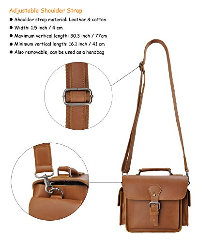 ZLYC Vintage DSLR SLR Tasche Abnehmbare Stoßfest Polster Echtleder Kameratasche Messenger Bag(Braun),M – Bild 4