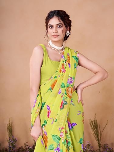 Image of Garden Vareli Women Georgette All Over Floral Printed Saree