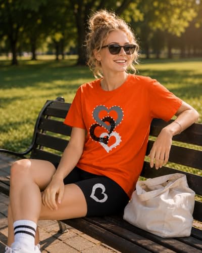 Image of 9-16Y Tween Girl Clothes 2 Piece Short Sleeve Heart Print Top and Shorts Teen Girl Summer Outfits Short Set