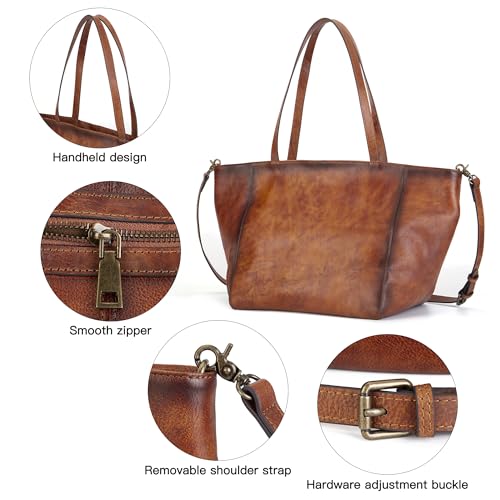 Image of Large Work Tote Bag for Women Genuine Leather Oversize Handbag Weekender Bag Travel Purse Large Crossbody Bags for Women Brown