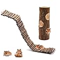 huahuo Hamster Suspension Bridge Toy Wooden Hamster Tunnel Tube Natural Bendable Living Ladder for Hamsters Climb Exercise Chew