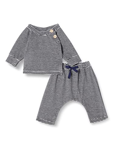  Petit Bateau Set 2 Pezzi Unisex Bebè A0517, Smoking/Marshmallow, 6 Mois Bambino Misto