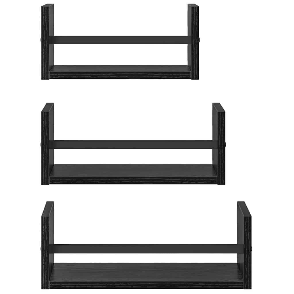 3 estantes de pared de roble negro, 40 x 16 x 14 cm, madera, flotantes, ahorran espacio, para libros/decoración/cocina, salón, pasillo o dormitorio