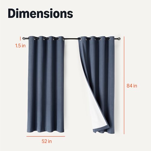 Image of Amazon Basics 100% Blackout Curtains with Grommets, 52 x 84 Inches, Navy, 2 Panels (Pack of 2)