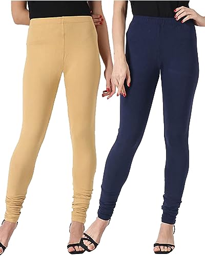 Image of Ultra Soft Cotton Slim fit Solid Color Attractive Casul wear Leggings for Womens - Pack of 2 pcs
