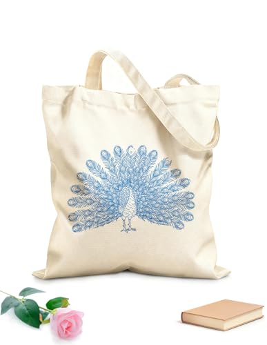 XIARON Bolsas reutilizables para la compra un pavo real Tela de 340g/m² de grosor Se usa como bolsa de regalo L Azul