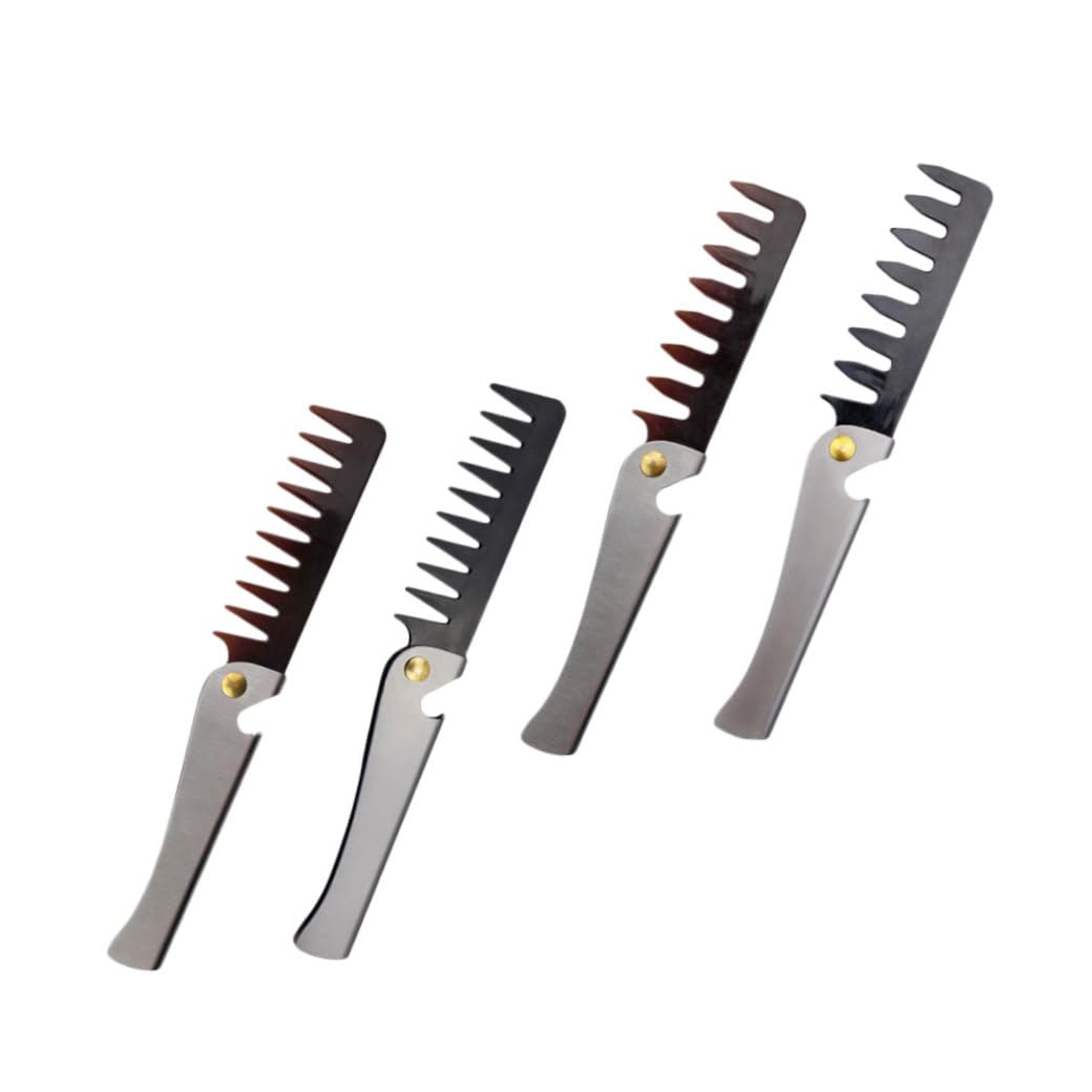 Peine de Bolsillo Paquete de 4 Unidades Plegable de Acero Inoxidable Ligero y Portátil para Cabello y Bigote Adecuado para Hombres y Mujeres en Uso Diario