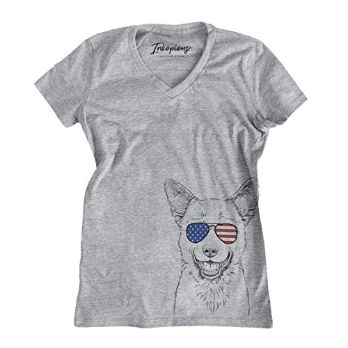 Patriotic Arden The Australian Kelpie Dog Women's Triblend T-Shirt Modern Fit V-Neck Xtra Small Grey