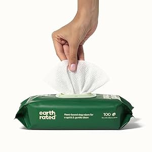 Earth Rated Dog Wipes, New Look, Thick Plant Based Grooming Wipes For Easy Use on Paws, Body and Bum, Unscented, 100 Count - immagine 4