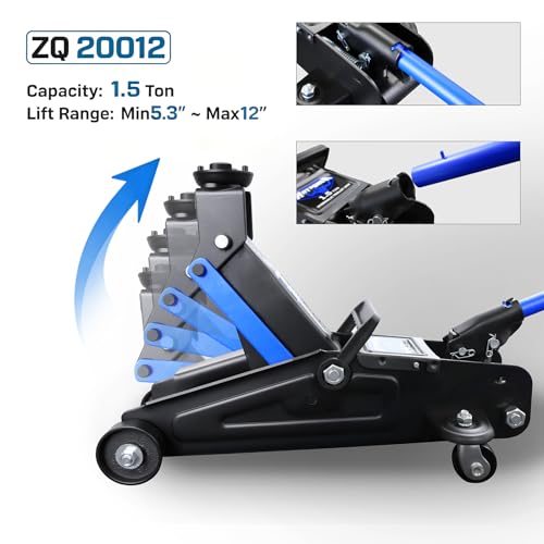 Image of ANTPOWER 1.5 Ton Floor Jack with Case, Wheels for Secure Lifting,Fast Lift Floor Jack, Quick Lift Pump for Sport Utility Vehicle, Providing Stable Support for Various Cars (1.5T)