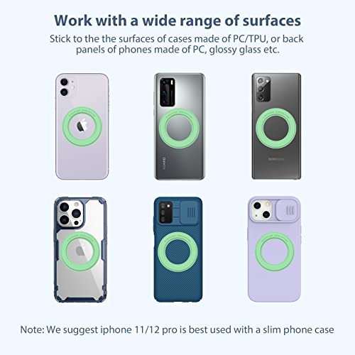Image of Nillkin MagSafe Ring Magnet - Magnetic Phone Sticker for Samsung Galaxy S23 S22 S21 S20 Ultra /Plus,Note 20 /10 /9 Series, iPhone 14 13 12 11 /XS /8 /SE, Google Pixel 7 Pro, Android Phones, 2 Pack Green