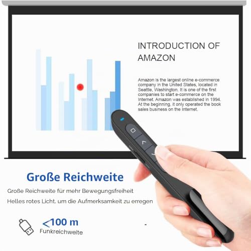 Wireless Presenter für Präsentationen, Hyperlink Volume Fernbedienung Laptop Powerpoint 2.4GHz USB Präsentation Fernbedienung Präsentator Pointer Präsentationspointer für Windows Mac