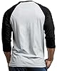 Men's Raglan Baseball Tee Shirt - Cotton Two Tone Casual Athletic Top, 01 3/4 - Black / White, XXL #3
