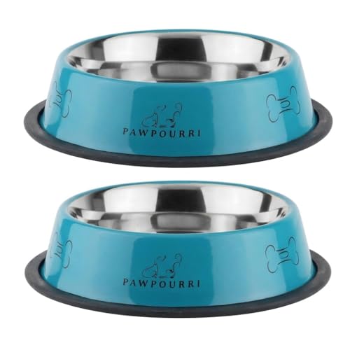 Image of 700 ml Stainless Steel Bowl for Pets - Anti-Skid, Washable & Rust-Resistant - Blue (Pack of 2)