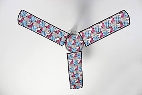 Image of Stylista Waterproof & Dustproof Three Blade Ceiling Fan Cover with attachable Enclosure Set of 4 Fan Covers Surface Pattern Grey