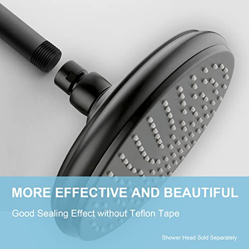 OFFO Shower Arm with Flange Universal Ceiling-Mounted Replacement Shower Arm for Fixed Shower Head and Rain Shower Head 7.6cm(3 inch) Matte Black - Image 2