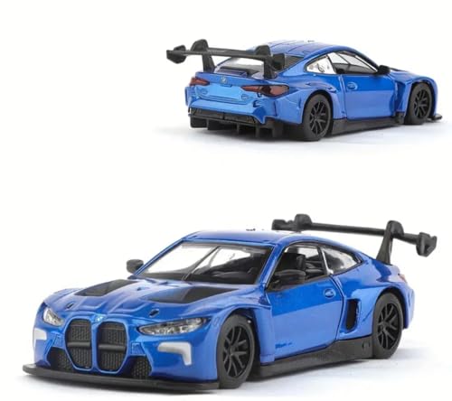 M4 GT3 Diecast Model Car, 1:44 Scale, Blue Racing Edition with Rear Wing