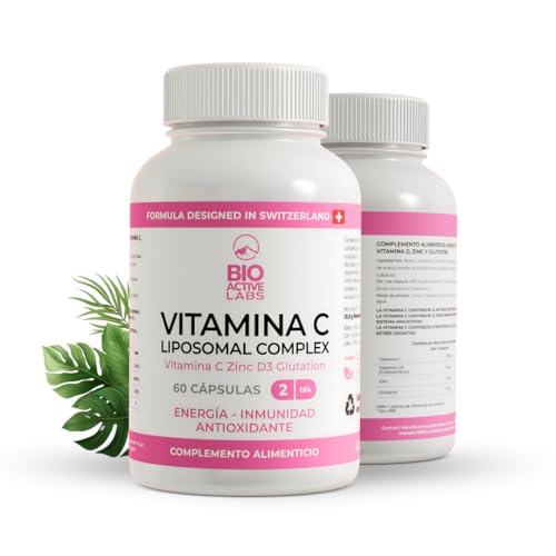 Vitamina C Liposomal con Zinc Vitamina D3 y Glutation 60 Capsulas Veganas – Alta Absorción Apoyo Inmune y Antioxidante Celular – Suplemento Premium para Defensas Energía y Piel Sana