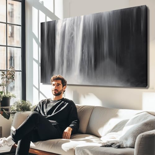 Abstract Waterfall Picture Living Room Decor Abstract Wall Art Black