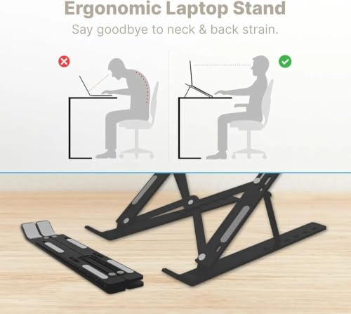 Image of J.M Party & Fun 7 Angles Adjustable Aluminum Ergonomic Foldable Portable Tabletop Laptop /Desktop Riser Stand Holder Compatible for MacBook, HP, Dell, Lenovo & All Other Notebook (Silver)