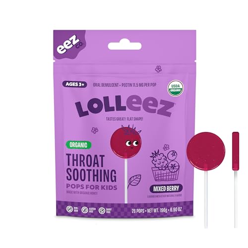 Lolleez by EEZ Co. Organic Throat Soothing Pops for Kids Mixed Berry 28ct