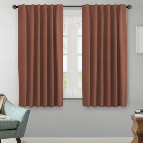 Image of H.VERSAILTEX Blackout Curtains Thermal Insulated Window Treatment Panels Room Darkening Curtains for Bedroom Back Tab /Rod Pocket Small Window Curtains (2 Panels, Washed Spice, 52 x 63 Inch)