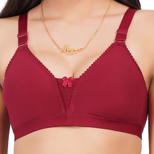 Image of Non Padded in B, C and D Cup Bra - Made of Pure Cotton Full Coverage Over Size Non Wired Pushup Soft Cup for T-Shirt Saree Dress Sports Garment for Daily Use Everyday